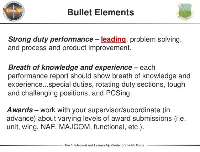 Bullet Writing 2017 Air Force Bullet Elements 8