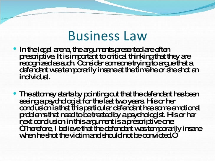 Introduction to critical thinking and writing in business law and the legal environment