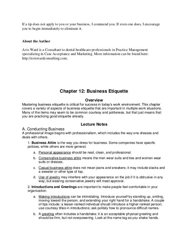 Research paper on business ettiquete