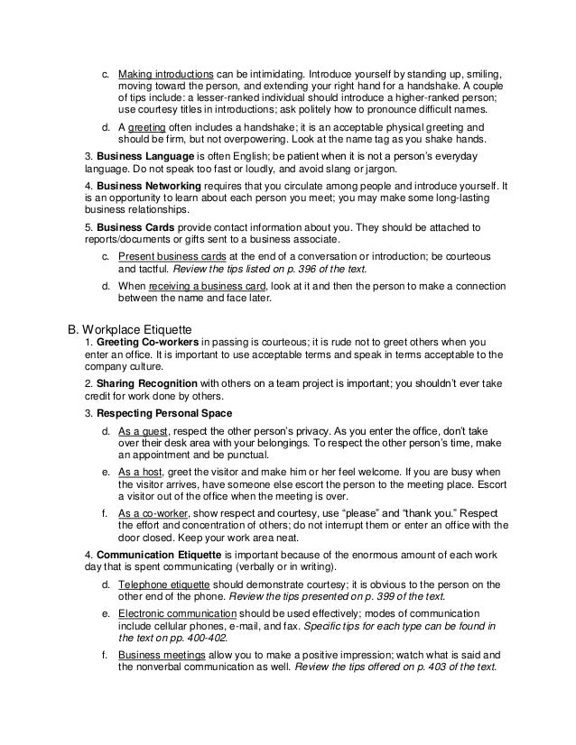 statement a etiquette business doing for