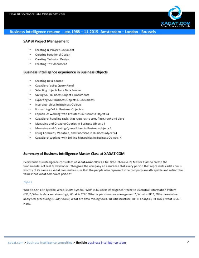 sap bw resume sample