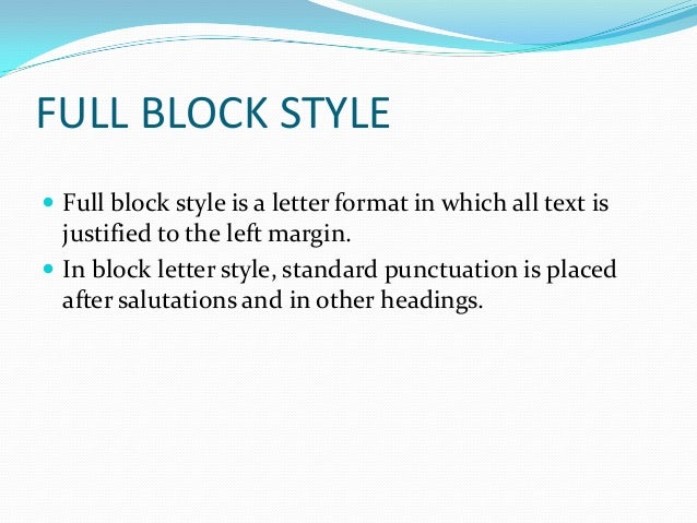 Example application letter purely block form