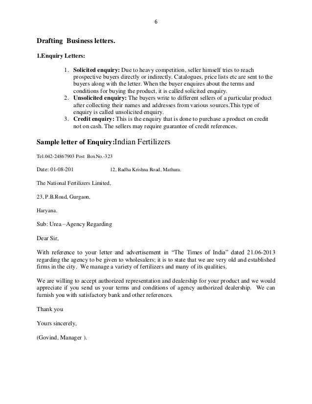 Layout Business Letter Enquiry Layout Business Letter Enquiry