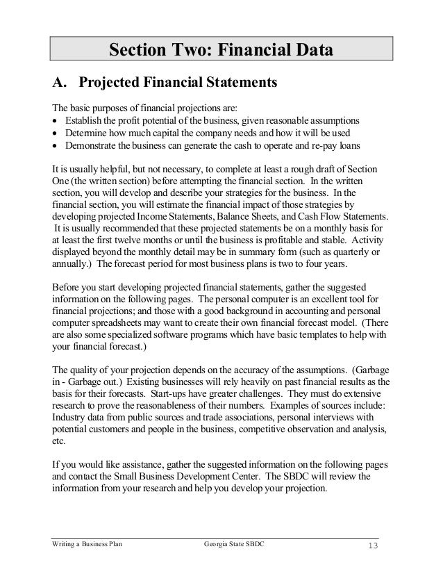 write my financial business plan example