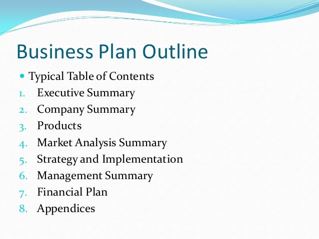 Outline for a small business plan