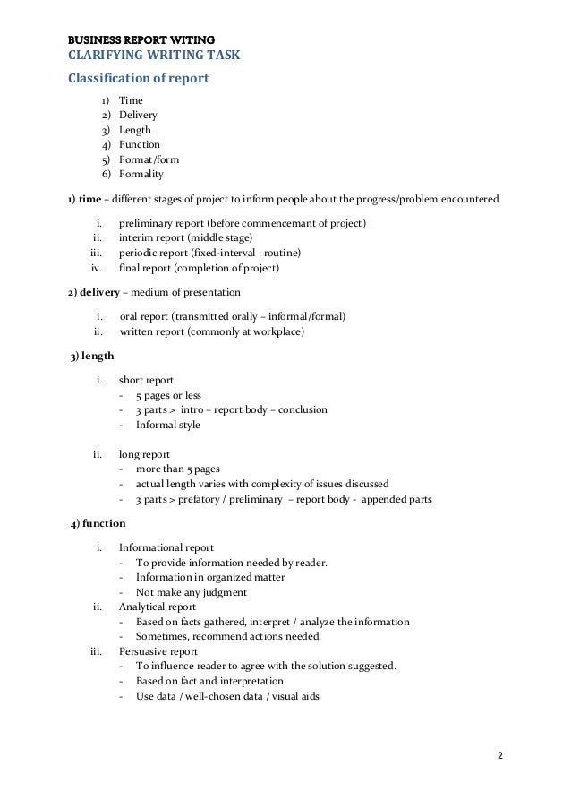 business report layout