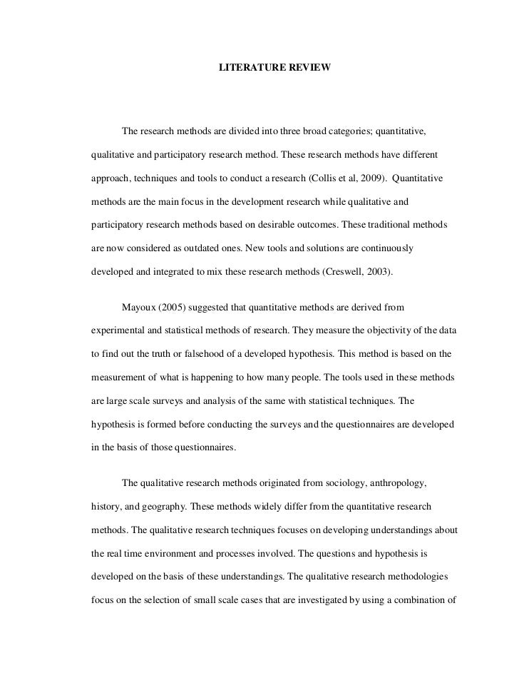 Example of literature review of dissertation