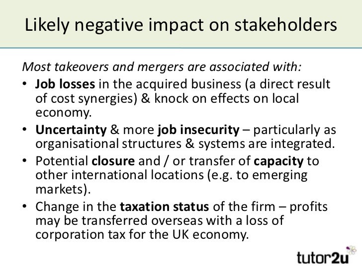 Impact On and Reaction Of Stakeholders to Takeovers and Mergers