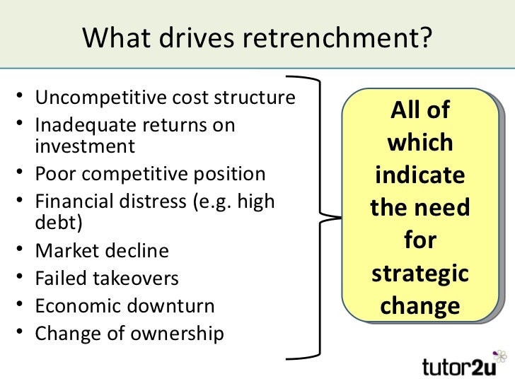 retrenchment and combination strategy Combination strategy is followed when an organisation adopt mixture of stability, expansion, and retrenchment,either at same time to different businesses or at different times in the same business with the aim of improving its performance. retrenchment and combination strategy Combination strategy is followed when an organisation adopt mixture of stability, expansion, and retrenchment,either at same time to different businesses or at different times in the same business with the aim of improving its performance.