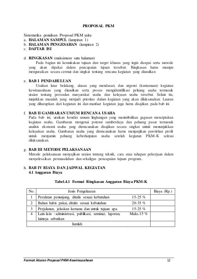 Format Proposal Pkm Kewirausahaan | format aturan proposal pkm ed k Format Proposal Pkm Kewirausahaan | format aturan proposal pkm ed k