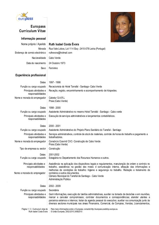 europa cv format