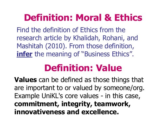 MORAL, VALUES AND MORAL VALUES A Some Definition