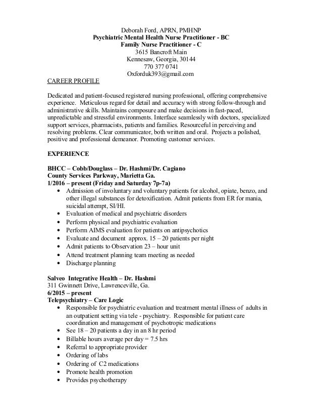 psych nurse resume