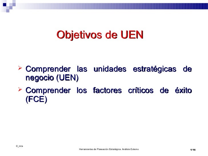UNIDADES ESTRATEGICAS DE NEGOCIOS UEN unidades estrategicas de negocios uen: