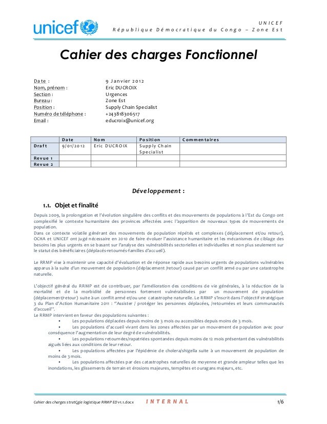 Cahier Des Charges StratéGie Logistique Rrmp Ed V1.1