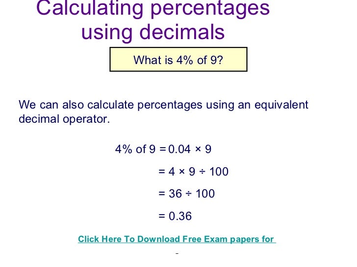 figuring out percentages from decimals figuring out percentages from decimals