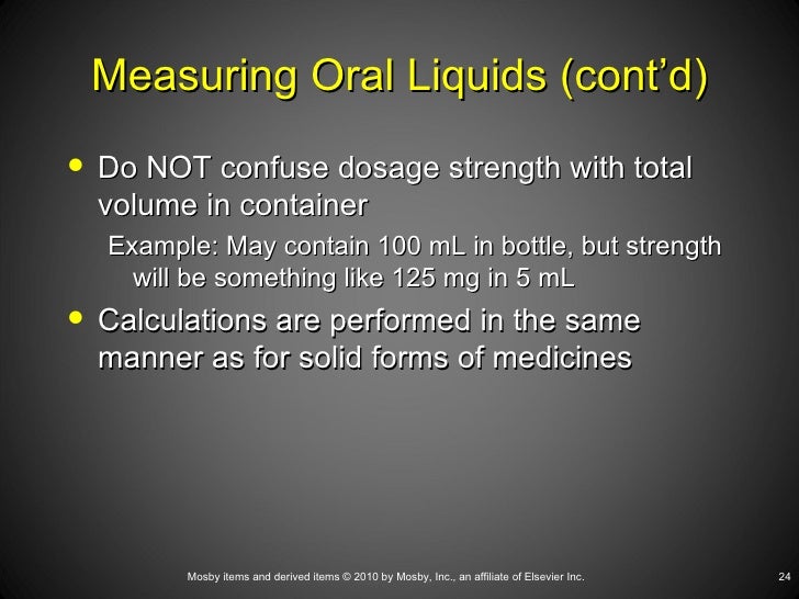 Calculation Of Oral Medication