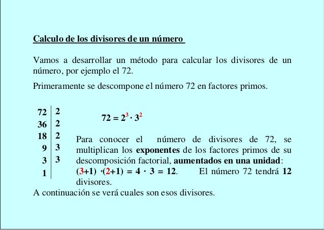 Como Hallar Los Divisores De Un Numero