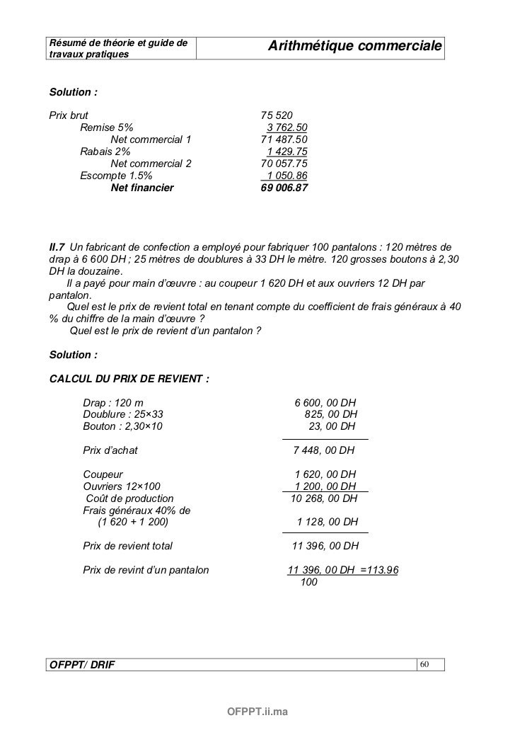 comment apprendre les calculs commerciaux