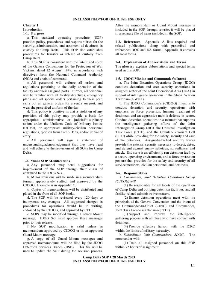 Camp delta standard operating procedures