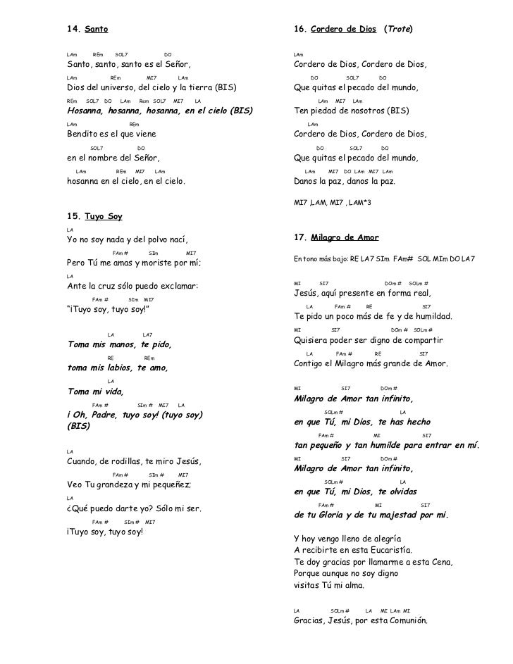 Letras Y Acordes Cordero Que Bajaste Del Cielo yahoo