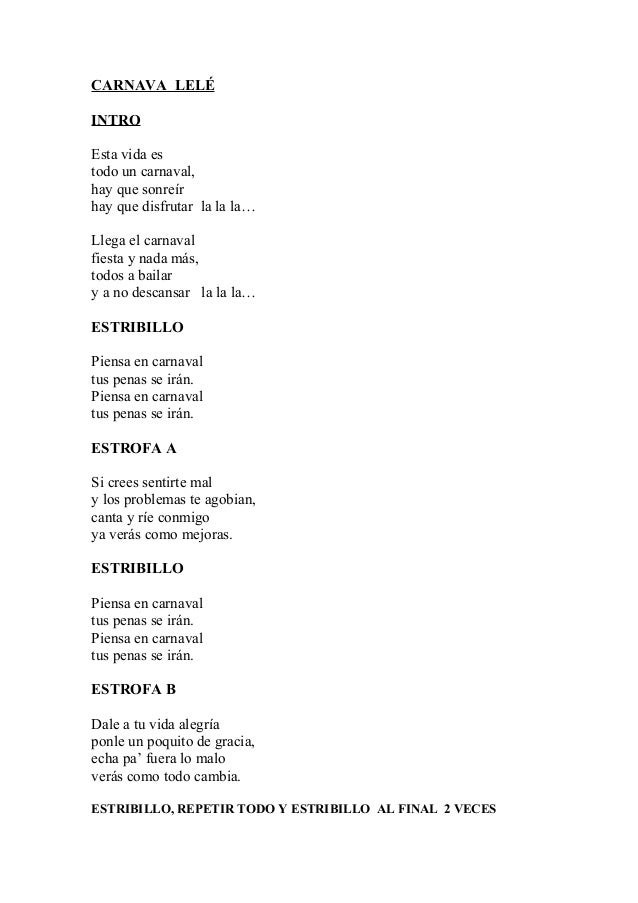 Letra Musica Sala De Jantar ~ LETRAS CANCIONES PARA EL CARNAVAL 2014 Letra Musica Sala De Jantar ~ LETRAS CANCIONES PARA EL CARNAVAL 2014