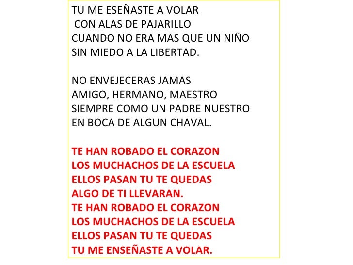 Tú Me Enseñaste A Volar Letra