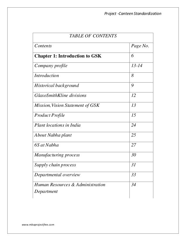 Table Of Contents Of Research Paper