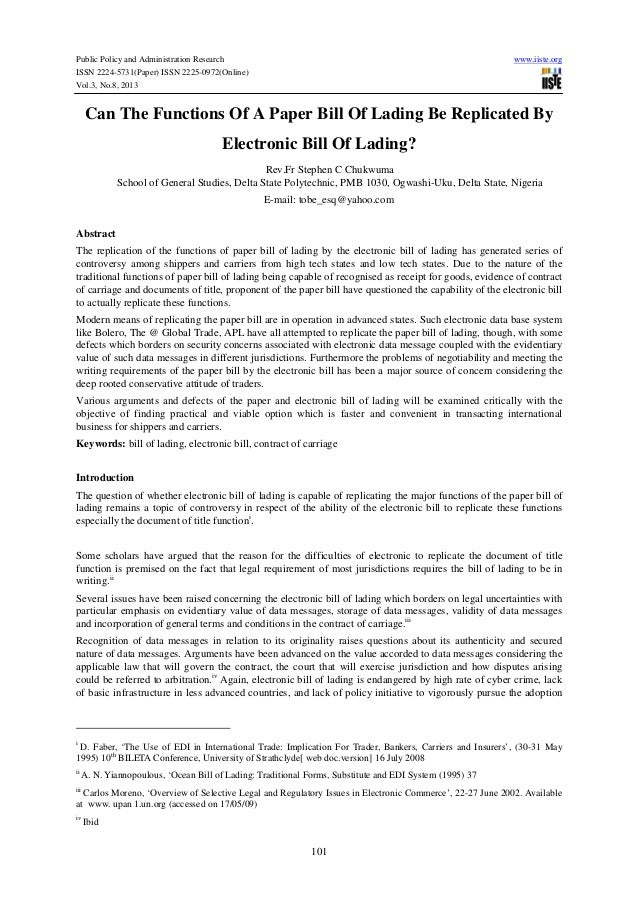 data of piers bill lading