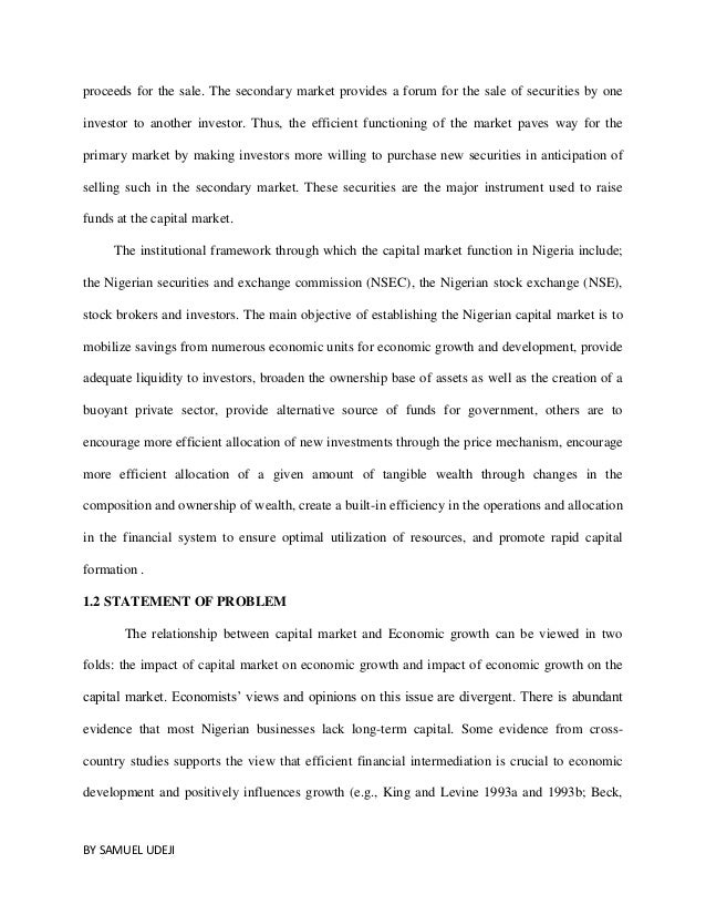 Thesis work on capital market development and economic growth