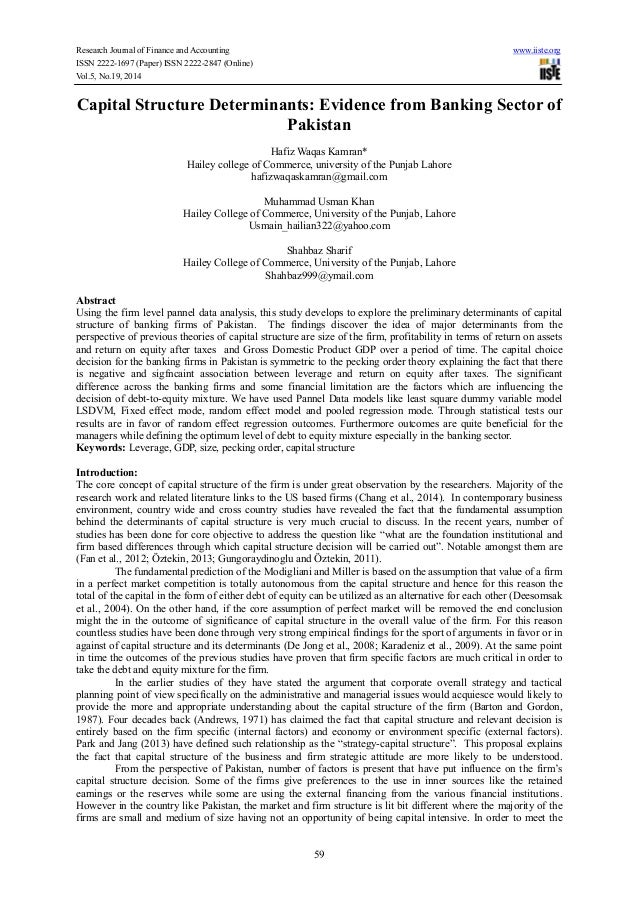 Determinants capital structure dissertation