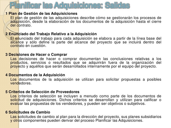 Gestión de las Adquisiciones del Proyecto