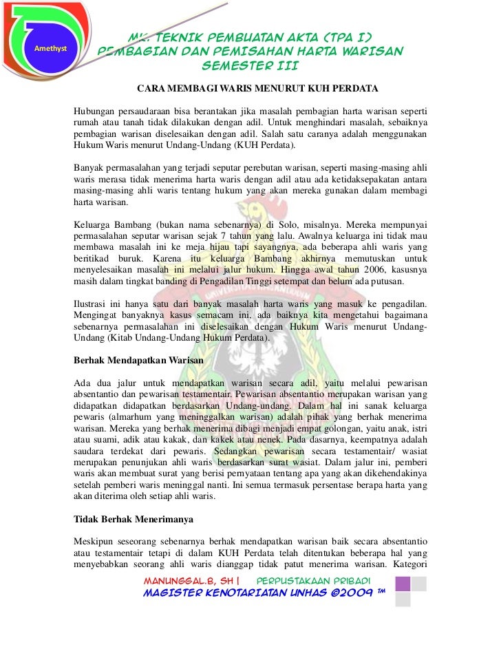 Contoh Surat Penyerahan Harta Warisan