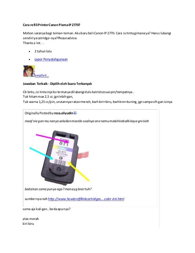 cara refill tinta warna printer canon pixma ip 2770 cara refill tinta warna printer canon pixma ip 2770