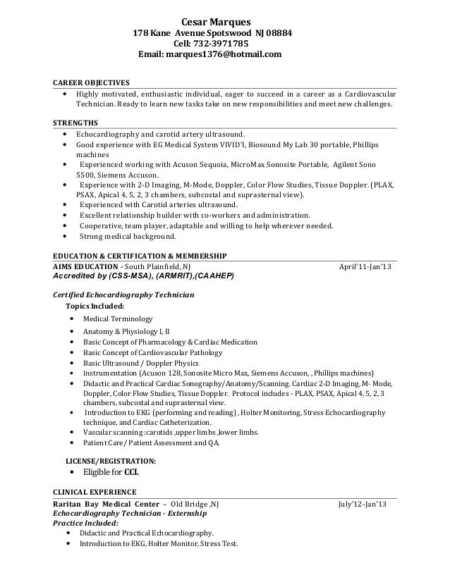 Medical technicial resume