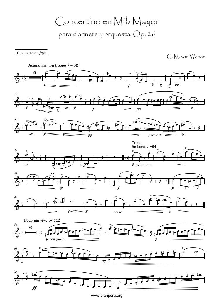 Carl maria von weber concertino et piano op.26