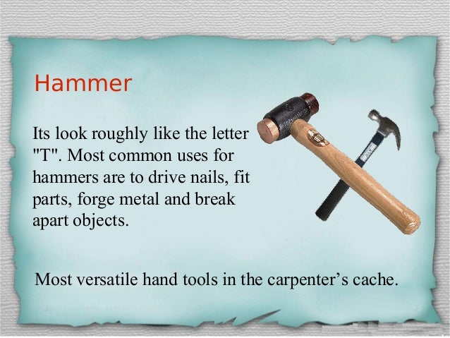 Basic Hand Tools for Carpentry Work