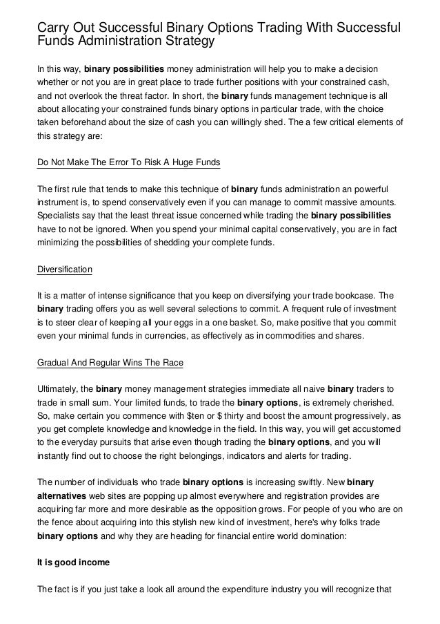 Successful binary option trading strategies