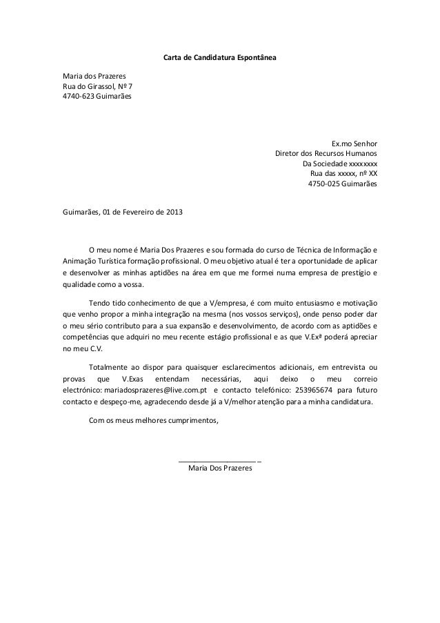 carta 20de 20 candidatura 20espont 226 nea 20falsa 1 1 carta de apresenta硯 para empresa