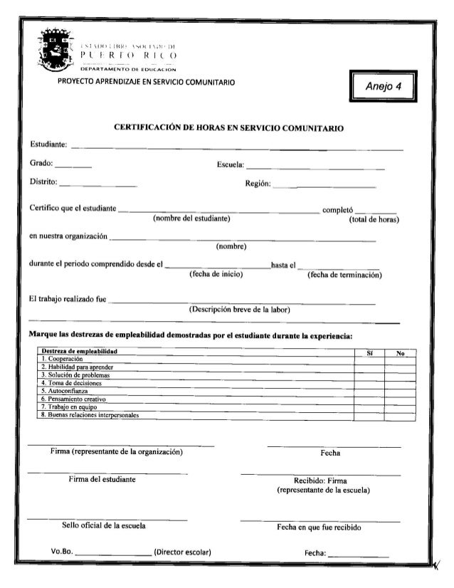 Carta circular de 40 horas de labor comunitaria
