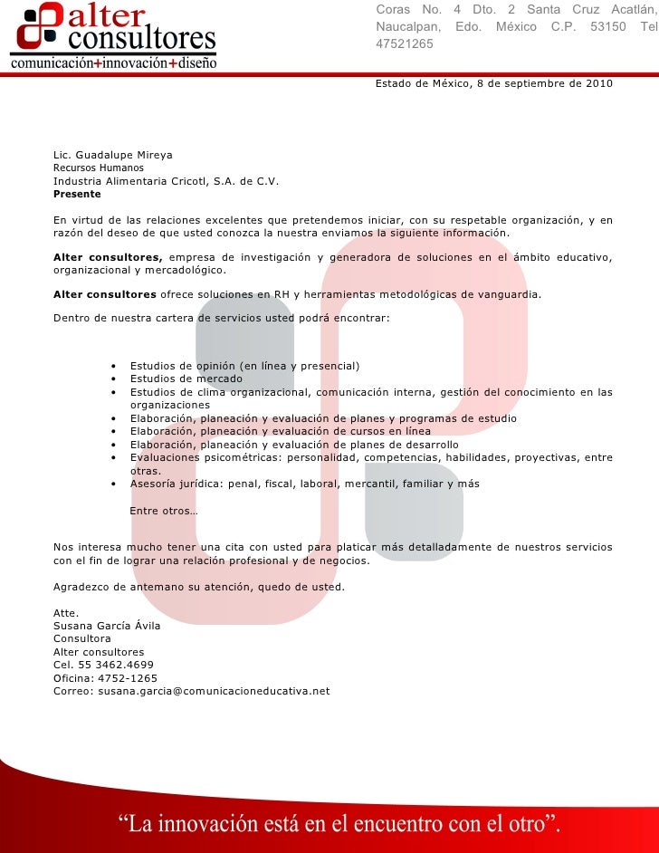 carta de presentacion de empresas