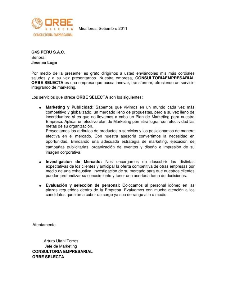 carta de presentacion de empresas