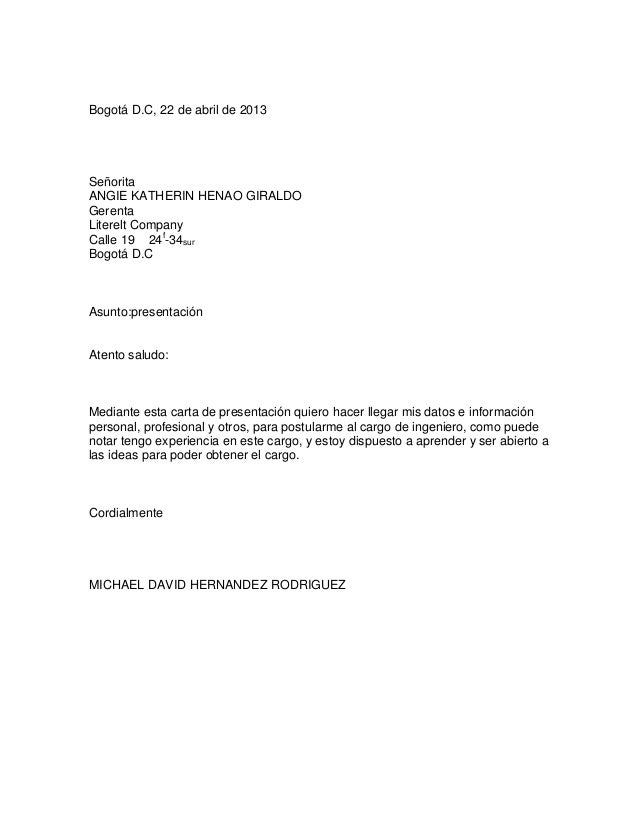 carta de presentacion de empresas