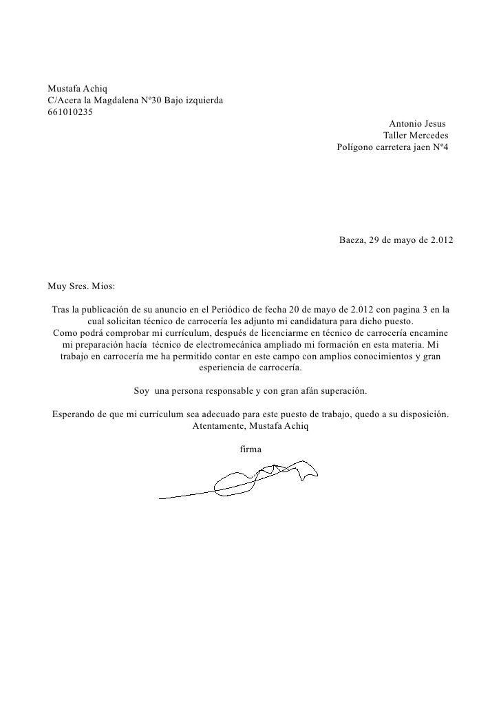 ejemplos de carta de presentacion