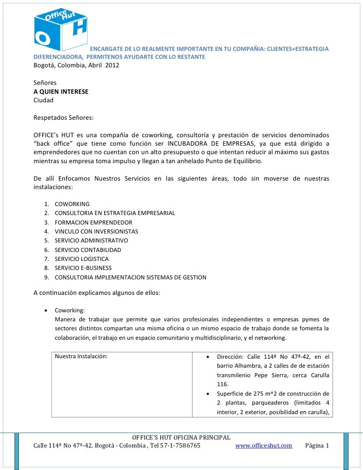 carta de presentacion de empresas