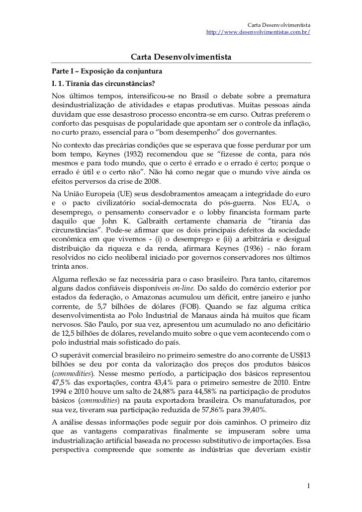 Carta Desenvolvimentista                                                http://www.desenvolvimentistas.com.br/            ...