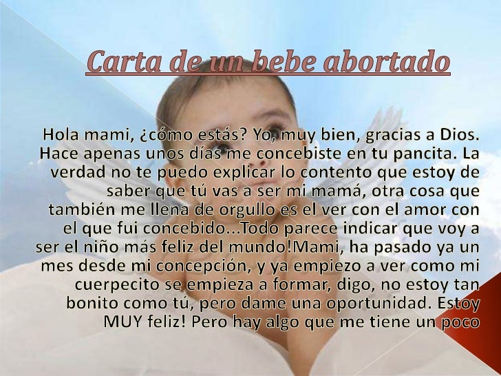 Carta de un bebe abortado