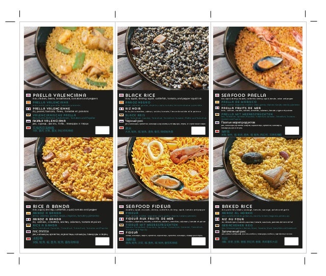 Menu Paella King for Restaurants