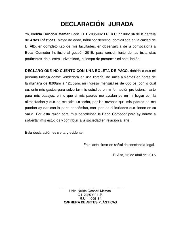 Modelo Actualizado De Carta De No Poseer Vivienda | carta modelo declaracion jurada no poseer vivienda cartas 1 Modelo Actualizado De Carta De No Poseer Vivienda | carta modelo declaracion jurada no poseer vivienda cartas 1