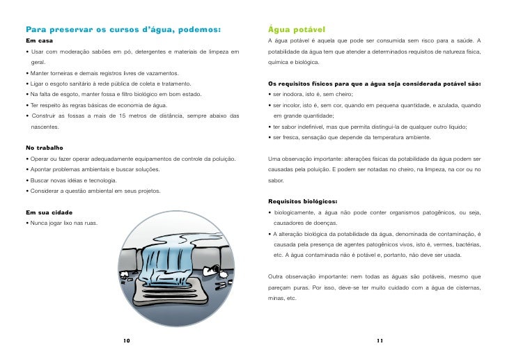Para preservar os cursos d’água, podemos: Água potável
Em casa ...